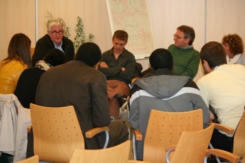 vergaderen in meetingcentrum Eenheid